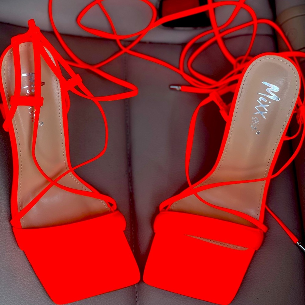 Comfy square toe clear perspex sculpted heel